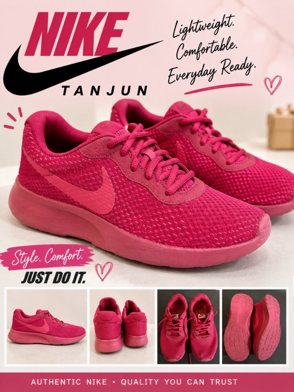 Nike Women's Fuchsia Knit Athletic Sneakers